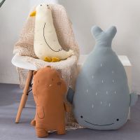 【CW】50/80cm Stuffed INS Animal Plush Pillow Cartoon Whale Bird Fox Bear Plushie Peluche Home Cot Decor Boys Girls Birthday Present