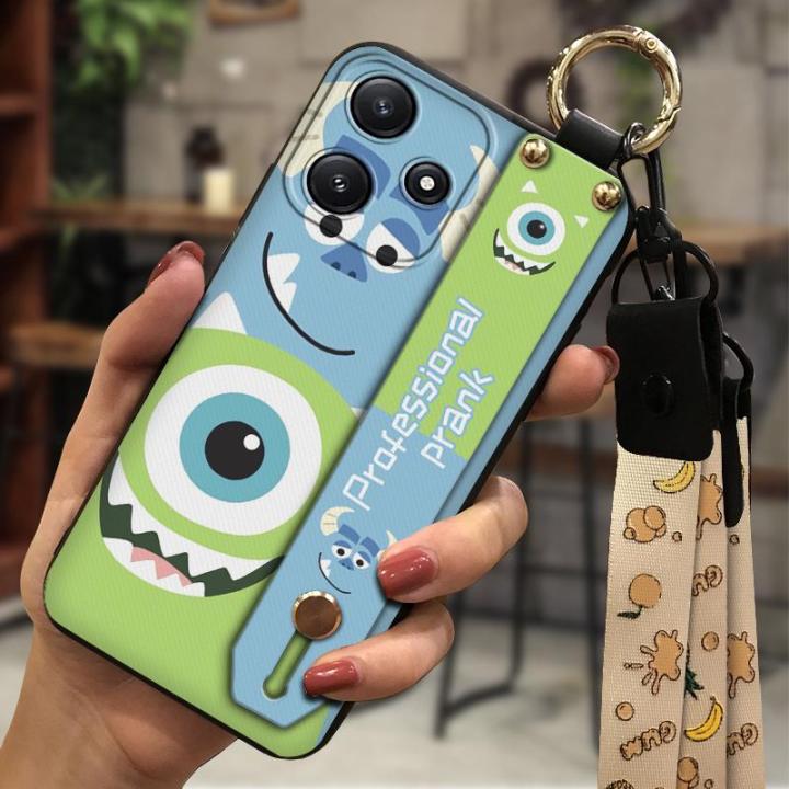 soft-case-anti-dust-phone-case-for-redmi-note12r-shockproof-kickstand-ring-cartoon-back-cover-lanyard-wrist-strap-cute