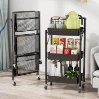 [COD] Installation-free folding trolley kitchen mobile baby supplies multi-layer storage shelf