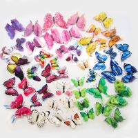 ◐❃ 72 only solid wall stick simulation PVC butterfly butterfly double butterfly magnet set of decorative wall stickers accessories accessories