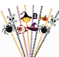 【YP】 24pcs Disposable Straws Horror Eyeball Pumpkin Birthday Decoration Accessories