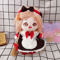 Genuine 20cm Idol Doll Clothes Set Maid Dress Halloween Skirts Apron Broom Clothes Set TWICE Tzuyu  (G)I-DLE DaHyun Sana Momo Jennie Rose Dolls Accessoriess