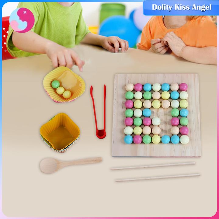 dolity-กระดานไม้ลูกปัดเกมลูกปัดไม้สีรุ้งลูกปัดสำหรับการจัดเรียงการโต้ตอบการเรียนการสอนสไตล์-b