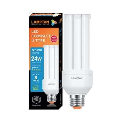 "ถูกชัวร์"หลอดไฟ LED 24 วัตต์ Daylight LAMPTAN รุ่น U TYPE E27*ส่งด่วนทุกวัน*