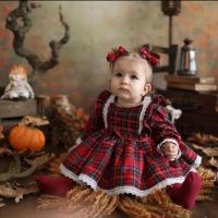 1-6Y Christmas Girls Red Dress Toddler Baby Kid Girls Lace Ruffles Tutu Party Dress Plaid Xmas Costumes Children Clothes  by Hs2023