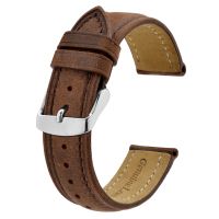 Anbeer 14mm -24mm Watch Strap,Retro Genuine Leather Watchband, Vintage Replacement Bracelet for Men Women,Polished Buckle