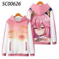 Genshin-Sudadera con capucha y estampado 3D para hombre y mujer, suéter de gran tamaño con estampado de Noelle, estilo harajuku, Yae, Miko, cosplay