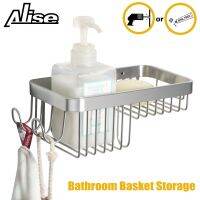 Alise Non-Drilling Shower Caddy Shower Basket with Two Hooks Shower Organiser 304 Stainless Steel Bathroom Basket Storage