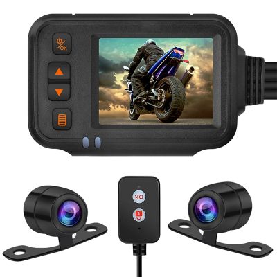 Motorcycle Camera Dash Cam, 2Inch IPS Screen 1080P+720P Dual AHD Bike Dashcam G-Sensor Parking Mode Driving Recorder