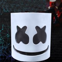 หมวกไฟ LED ปลอกหุ้มหัวไม้กอล์ฟเรืองแสงสำหรับฮาโลวีนขายดีคอสเพลย์ DJ Marshmello หน้ากากเทศกาลดนตรีไฟนีออนเรืองแสงอุปกรณ์ประกอบฉากปาร์ตี้