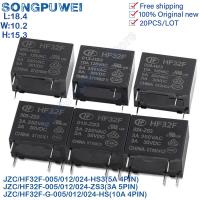 จัดส่งฟรี20PCS HF32F -005 012 024-Hs HS3 ZS3 3A 5A DC5V 250VAC 4PIN 5Pin HF32F-G-012-HS 12V 24V Relay