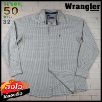 Wrangler®แท้ อก 50 เสื้อเชิ้ตผู้ชาย แรงเลอร์ สีม่วงกรม เสื้อแขนยาว เนื้อผ้าดี ใส่เที่ยวใส่ทำงาน