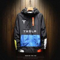 Tesla เสื้อแจ็กเก็ตกันลมมีฮู้ดสำหรับผู้ชายเสื้อโค้ทลำลองนาฬิกาทหารกันน้ำเสื้อกันลมผู้ชายเสื้อผ้าผู้ชายฤดูใบไม้ร่วงฤดูใบไม้ผลิ