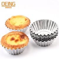 10pcs Reusable Silver Aluminum Cupcake Egg Tart Pudding Mold Thickened Mold Tin Baking Tool Baking Cups