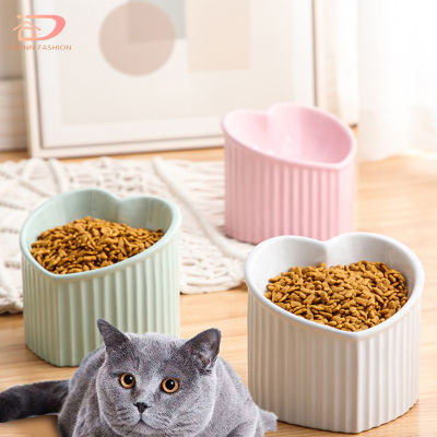 ชามเซรามิกแมวยกสูง5.5นิ้วจานอาหารแมวสูง (14X14X12ซม.) ป้องกันการอาเจียนปราศจากความเครียดใส่ไมโครเวฟเครื่องล้างจานได้