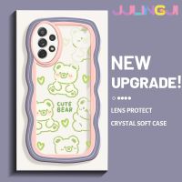 Jjlingji เคสปลอกสำหรับ Samsung กาแลคซี A72 4G A72 5G A73 5G ดีไซน์ใหม่หมีน่ารักคอลโลคลื่นนิ่มเคสมือถือกันกระแทกแบบใสสร้างสรรค์เคสโปร่งใสลายกล้องถ่ายรูปซิลิกาเจลป้องกัน