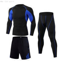 New Football Basketball Football Training Set rash guard Male Warm Mens Tracksuit Sweat Gym Leggings Running T-shirt 3 pc set