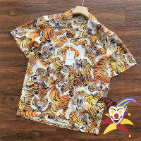 ลายเสือสีเหลือง Wacka MARIA Shirt Men Women Beach Fashion Short Sleeve