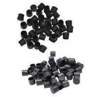 40 Pcs Black Rubber Chair Table Feet Pipe Tube Tubing End Caps 14mm &amp; 50 Pcs Black Rubber PVC Flexible Round End Cap Round 12mm Foot Cover