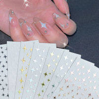 1แผ่นสติกเกอร์ติดเล็บดาวสีทองสีเงินสีดำรูปดาว Mansing รูปตกแต่งเล็บ Bling Self Adhesive Manicure Decals