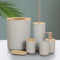 【jw】┋✠∈  Acessórios do banheiro Set 6 peças Shower Sabão Dispenser Creme Toothcrush Holder Toilet Trash Can