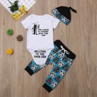 2021 US Stock Newborn Baby Boy Girl Set Short Sleeve Romper Tops Skull Pants Leggings 3pcs Outfit Set Clothes ropa de niña