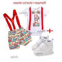 COD SDFGERTYTRRT 1st Birthday Coco melon Terno for Baby Boy Gentleman T Shirt Romper Shorts Shoes Suit Jj Coco melon Print Costume Party Event Formal Attire