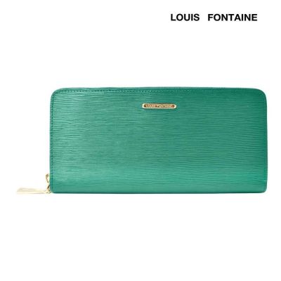 Louis Fontaine กระเป๋าสตางค์พับยาวซิปรอบ รุ่น GEMS - สีเขียว ( LFW0017 )