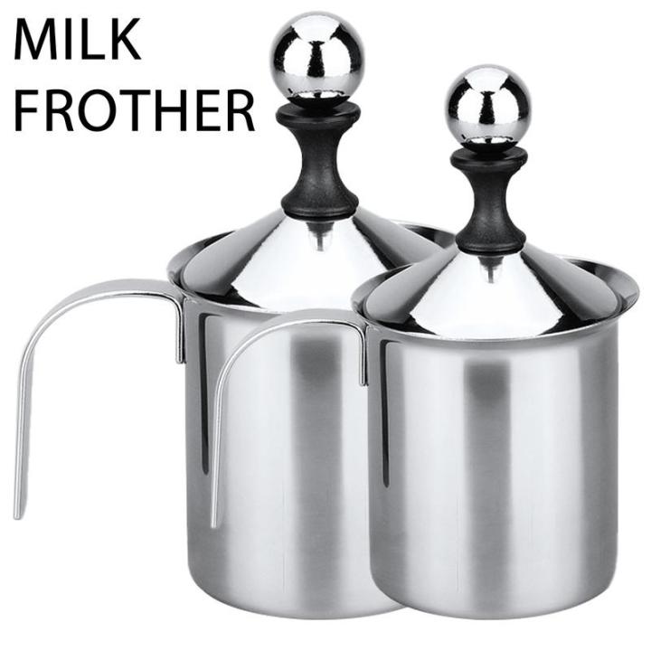 Milk Frother 400ML Stainless Steel Manual Milk Frother Double Mesh Foam  Mixer 