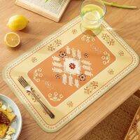 Heat-Resistant Placemats Stain Resistant Anti-Skid Washable PVC Dinner Mats Floral Print Vintage Table Pad Deluxe 30x45cm