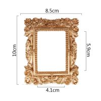 Retro Golden Resin Mini Photo Frame Ornaments Vintage Small Jewelry Positioning Frame Jewelry Display Props Home Decoration