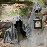 2023 Ground Reaper with Lantern Resin Decorative Lantern Ghost Sculpture Statue Halloween Party Sculpture Outdoor Decorations