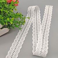 2Meters Hollow Out Floral Embroidered Cotton Lace Ribbon DIY Apparel Sewing Fabric Handmade Crafts Fabric 3CM Wide Lace Tape Fabric  Material