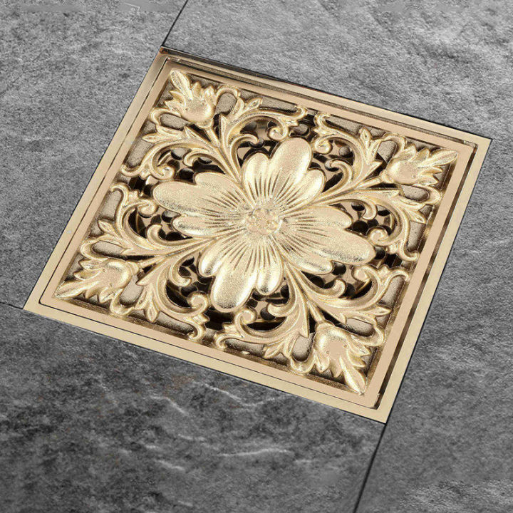 gold-square-floor-drain-shower-ground-drainer-with-strainer-filter-drainage-clean-for-bathroom-washroom