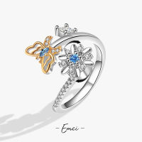 Snowflake Can Be Rotated To Relieve Anxiety And Stress Ring Female Opening Flower Butterfly Ring