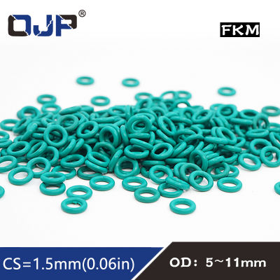 【2023】10PClot Rubber Ring Green FKM O rings Seals Thickness 1.5mm OD55.566.5788.591010.511mm ORing Seal Gasket Fuel Washer