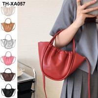 ♞ The new 2022 soft leather female fold inclined shoulder bag basket high-capacity lash package design