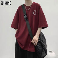 Suikone เสื้อยืดสำหรับผู้ชายเสื้อยืดไซส์พิเศษแบบลำลองเสื้อยืดแขนสั้นสำหรับอเมริกาแบบย้อนยุคแนวสตรีท