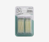 ไม้แคะฟัน 2 ทิศทาง หัวแปรงแคะซอกฟัน MUMUSO PORTABLE TOOTHPICK มี 2 กล่อง กล่องละ 60 ชิ้น ปลายแหลม ไหมขัดฟัน ยอดฮิตจากญี่ปุ่น