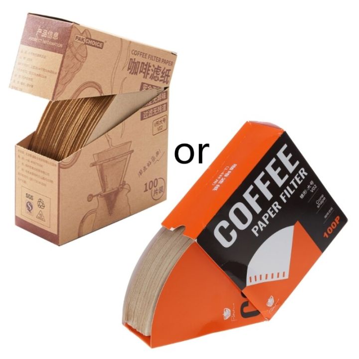 h7ea-เครื่องชงกาแฟแบบไม่ฟอกขาวแบบใช้แล้วทิ้ง-v60กรองกาแฟแบบหยดกระดาษดริปกาแฟ100ชิ้น
