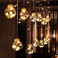 LED Glass Ball Light Strings For Curtain Decoration Fairy Garland Lantern Lamp Home Indoor Lighting For Party Wedding Festival