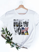 2023 NEW2022แฟชั่น Anime T เสื้อผู้หญิง New York City Graphic T เสื้อ Harajuku Kawaii ผู้หญิง T เสื้อแขนสั้น Femme Tops Tees