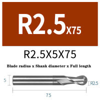 HRC68 Ball Nose End Mill Tungsten Carbide Cutter CNC Router Bit Milling Tool R0.5 4 6mm 8mm 10mm 2 Flute Stainless Steel Special