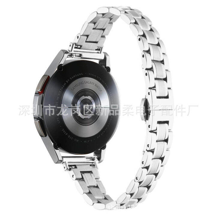 สำหรับ-samsung-watch45-สายสแตนเลสสตีลสายรัดหัวเข็มขัดผีเสื้อห้าลูกปัด-2022mm-สายนาฬิกาโลหะ