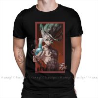 High Quality Men Dr.Stone Anime Ishigami Black T-Shirt Senku Ishigami A Pure Cotton Shirt Tees Harajuku Tshirt