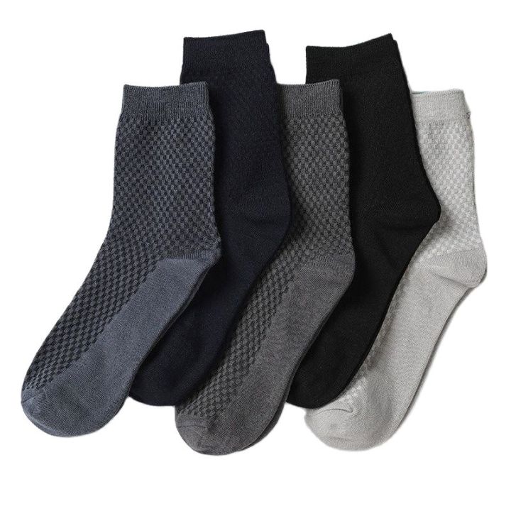 10-pair-mens-bamboo-fiber-socks-harajuku-retro-breathable-business-man-socks-black-long-sock-deodorant-gift-set-size-39-46