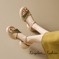 Kingdom_Fashion ร้องเท้าผูหญิง รองเท้าแตะลิ่ม รองเท้าแตะเสริมส้นผู้หญิง รองเท้ารัดส้น สะดวกสบาย อ่อนนุ่ม ความหนาพื้นรองเท้า 2023 ใหม่ B96G013 38Z230919