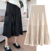 【DT】hot！ 2023 spring fashion pregnant women leisure skirts high waist maternity belly long loose pregnancy pleated clothes