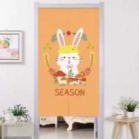 【YD】 Cartoon Door Curtain Peep Proof Partition Curtains Self-adhesive Bedroom Half-Curtain Hanging