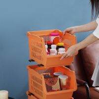 【CC】☫✌◇  Storage Basket Multifunctional Capacity Space-saving Stackable Fruit Vegetable Shelf Supplies